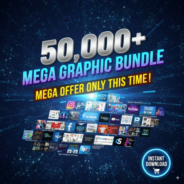 🔥 50,000+ Mega Graphic Bundle – All-in-One Design Powerpack 🎨